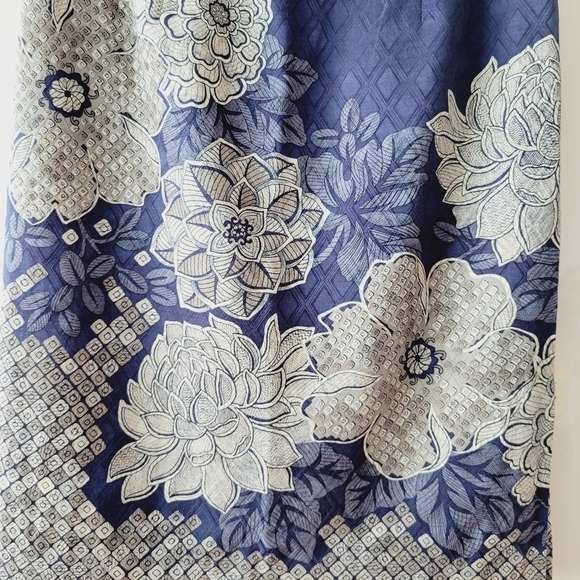 Vintage Talbots Blue Floral Silk Blend Skirt - Picture 3 of 11